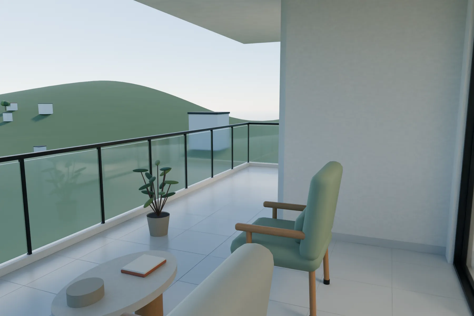 Casa Kaboya design rendering: One shared master/child balcony.