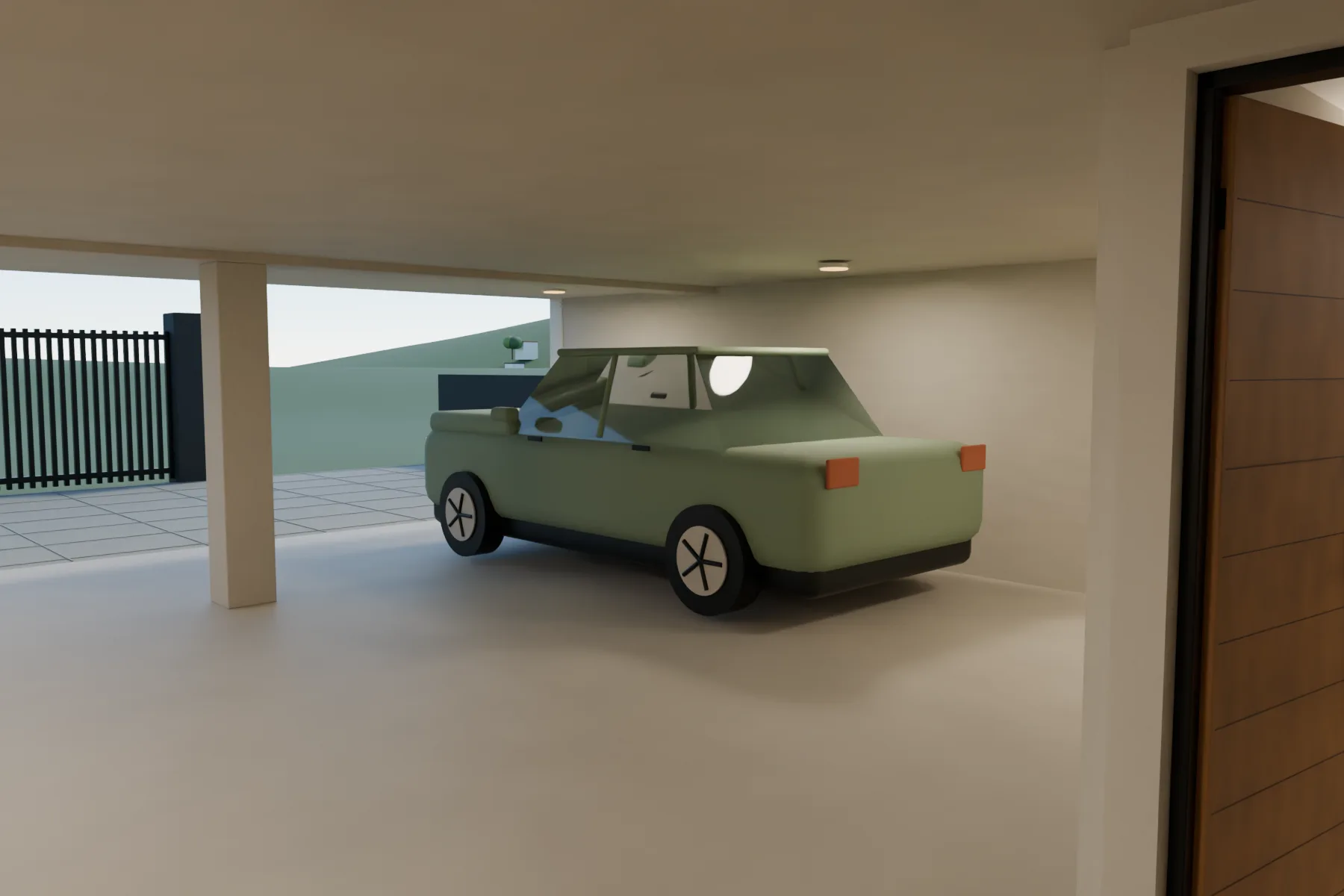 Casa Kaboya design rendering: Two-car parking.