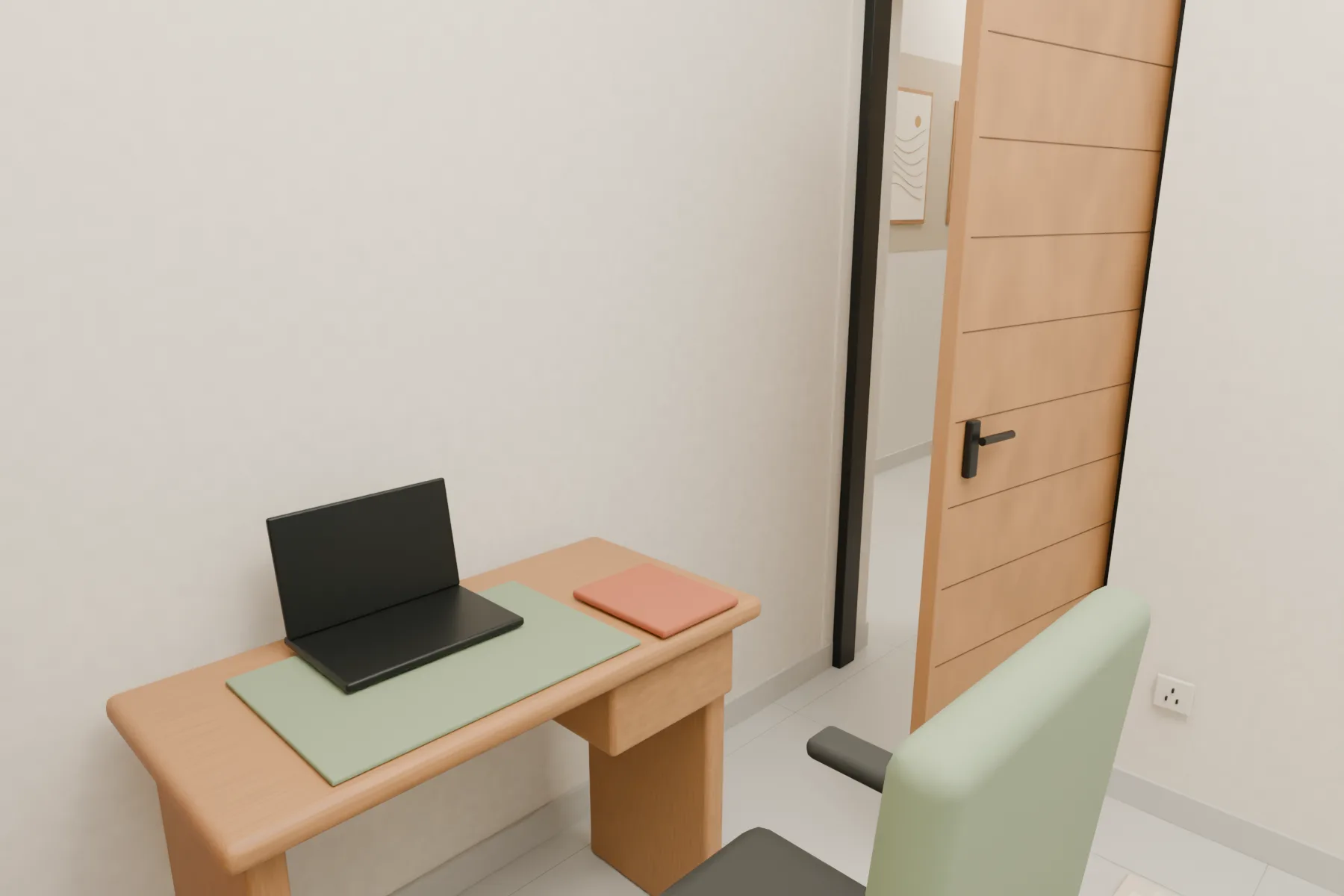 Casa Kaboya design rendering: Rear child's room / study corner.