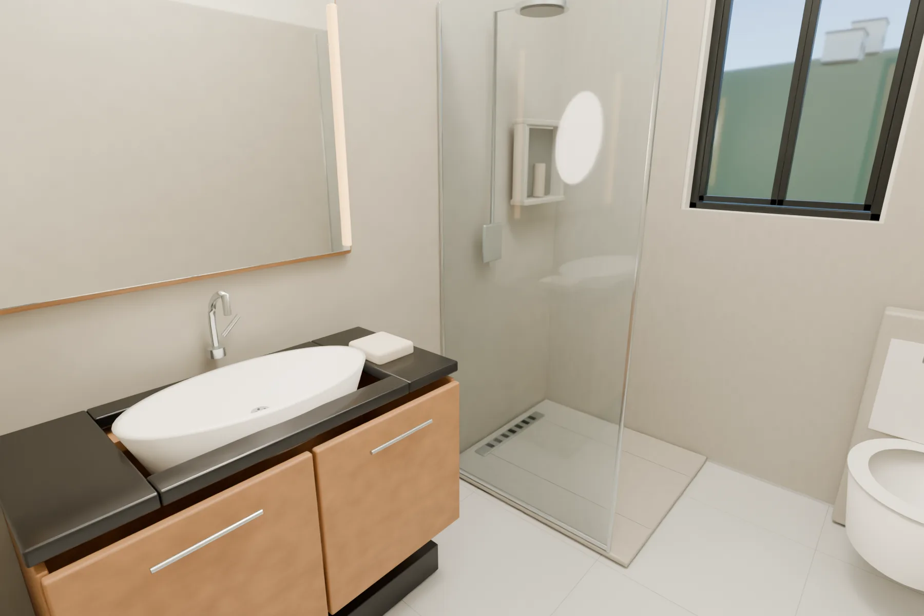 Casa Kaboya design rendering: Master bathroom.