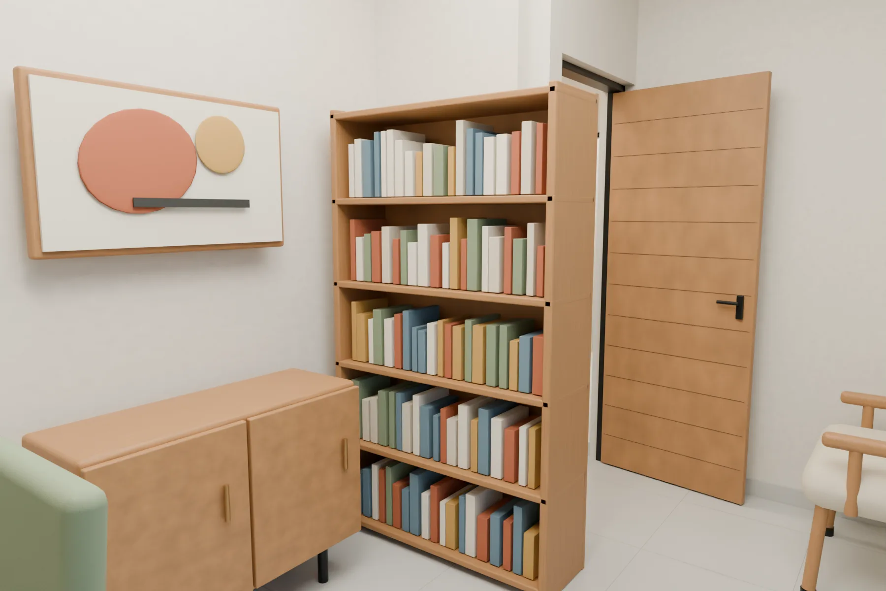 Casa Kaboya design rendering: Office / reading and storage.