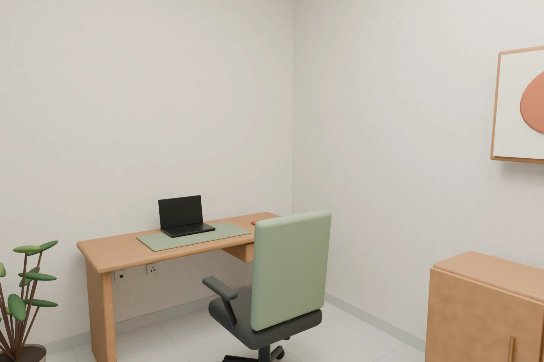 Casa Kaboya design rendering: Neighbor-facing balcony office.