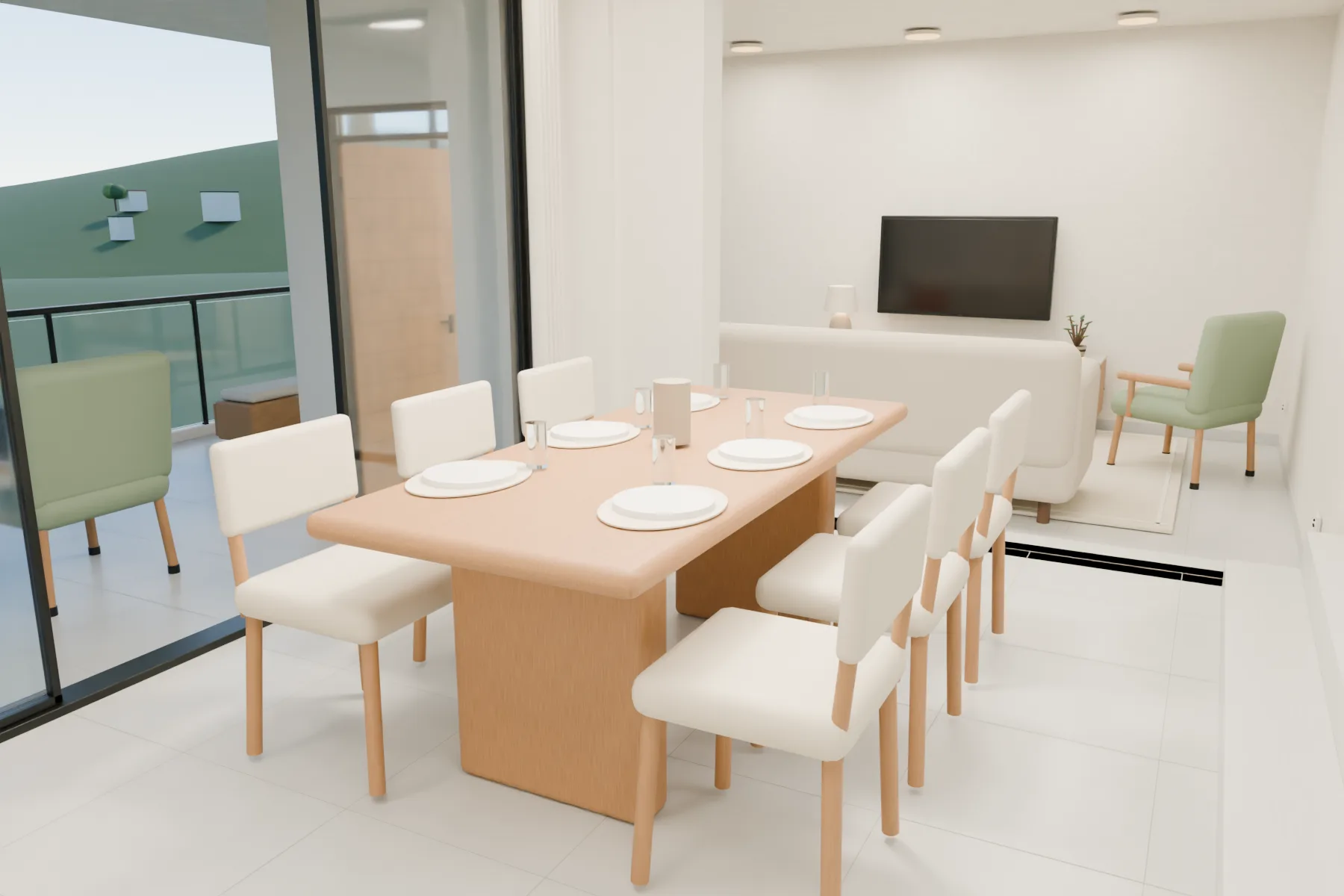 Casa Kaboya design rendering: Open dining area.