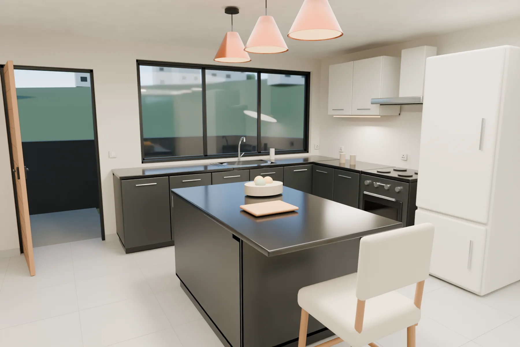 Casa Kaboya design rendering: Kitchen / sink and daylight.