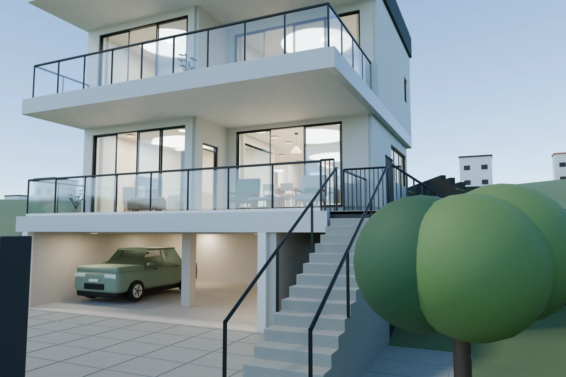 Casa Kaboya design rendering: Arrival and hillside access.