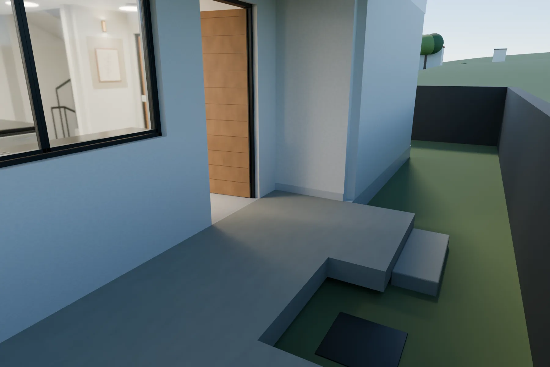 Casa Kaboya design rendering: Rear kitchen garden/access study.