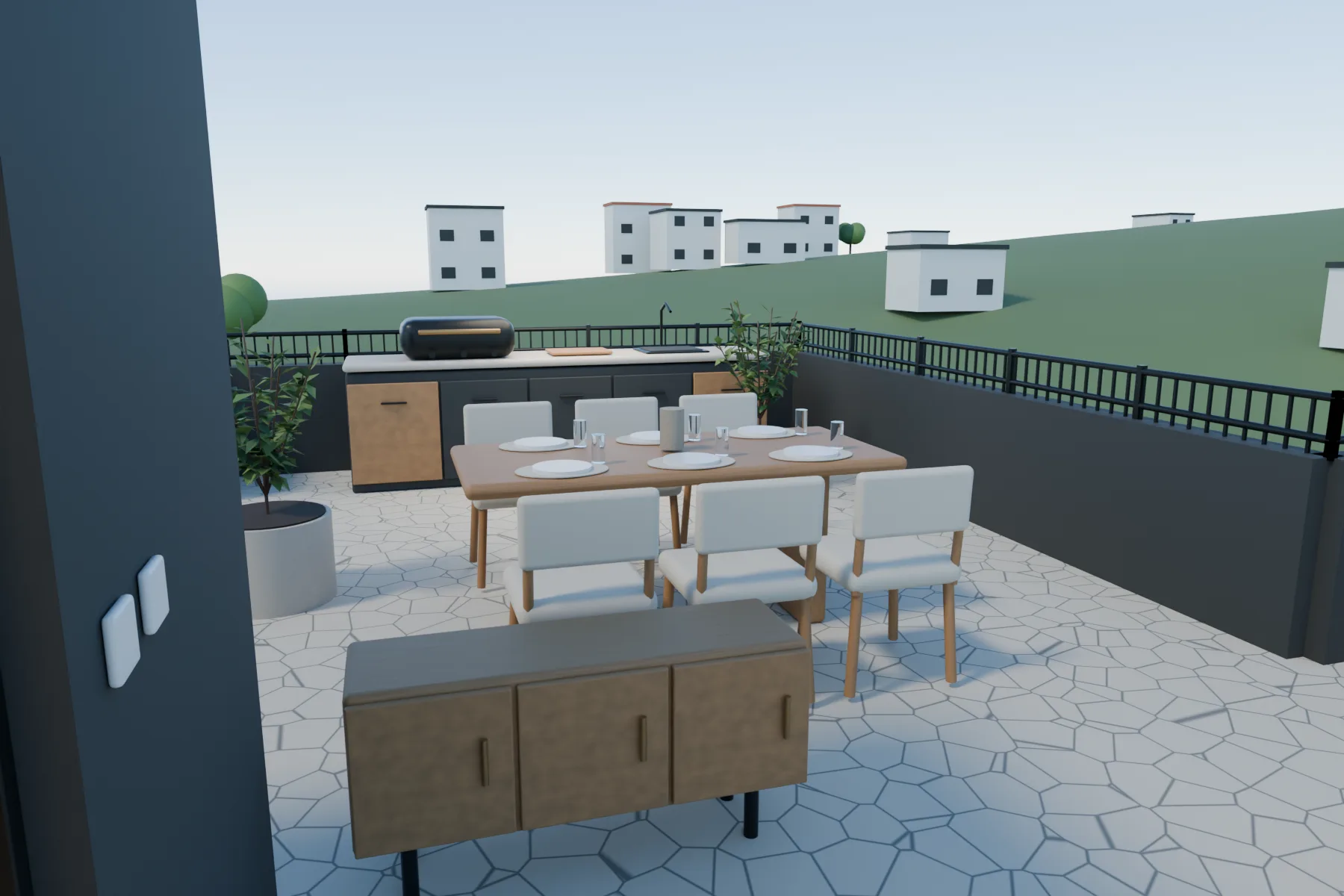 Casa Kaboya design rendering: Rooftop family dining.