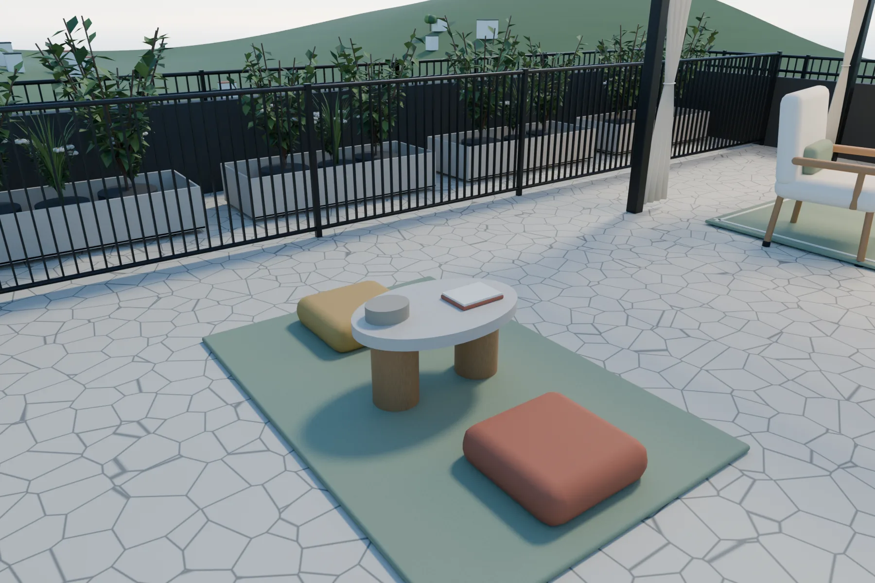 Casa Kaboya design rendering: Quiet rooftop family corner.