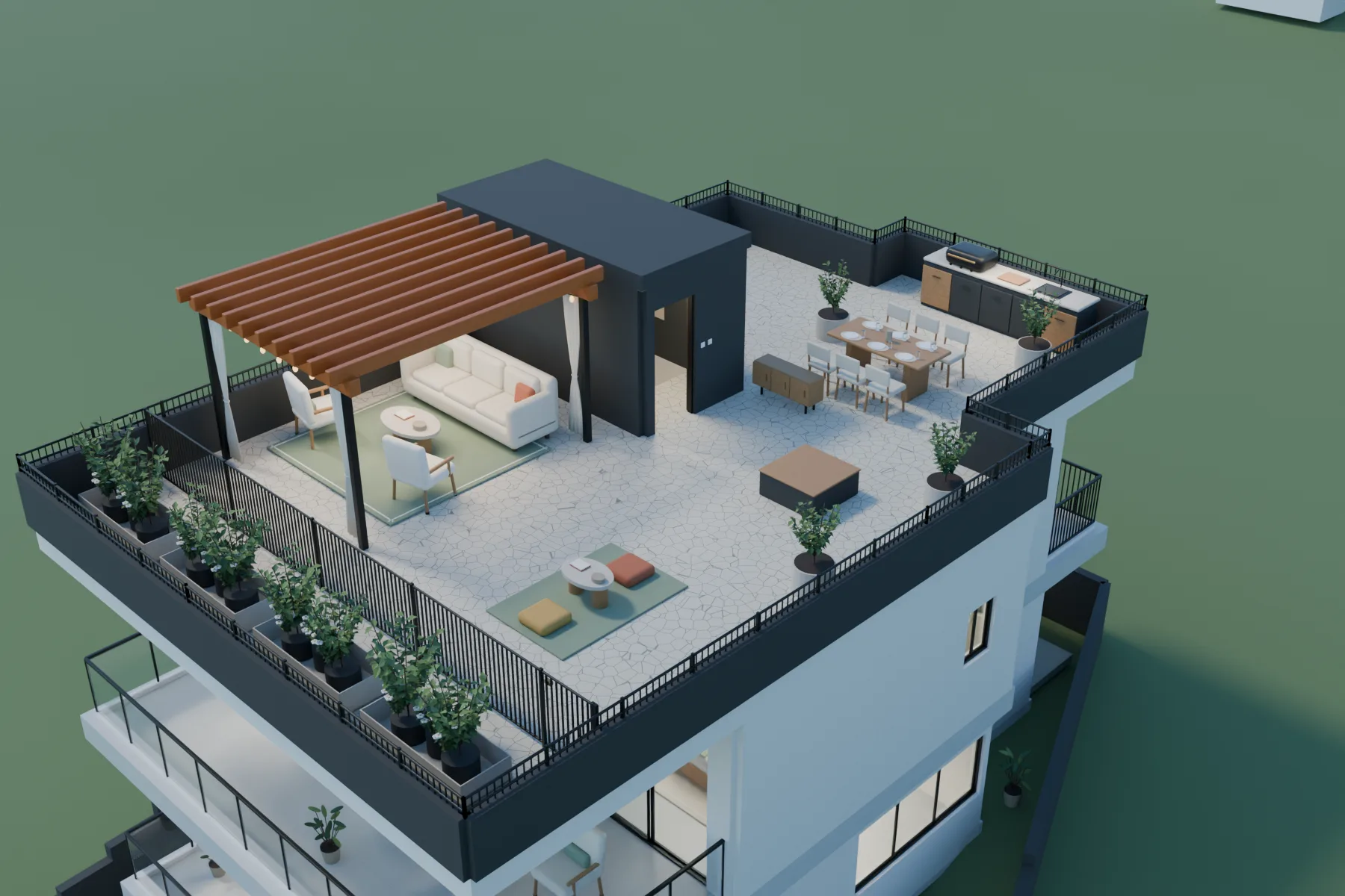 Casa Kaboya design rendering: Rooftop overview.