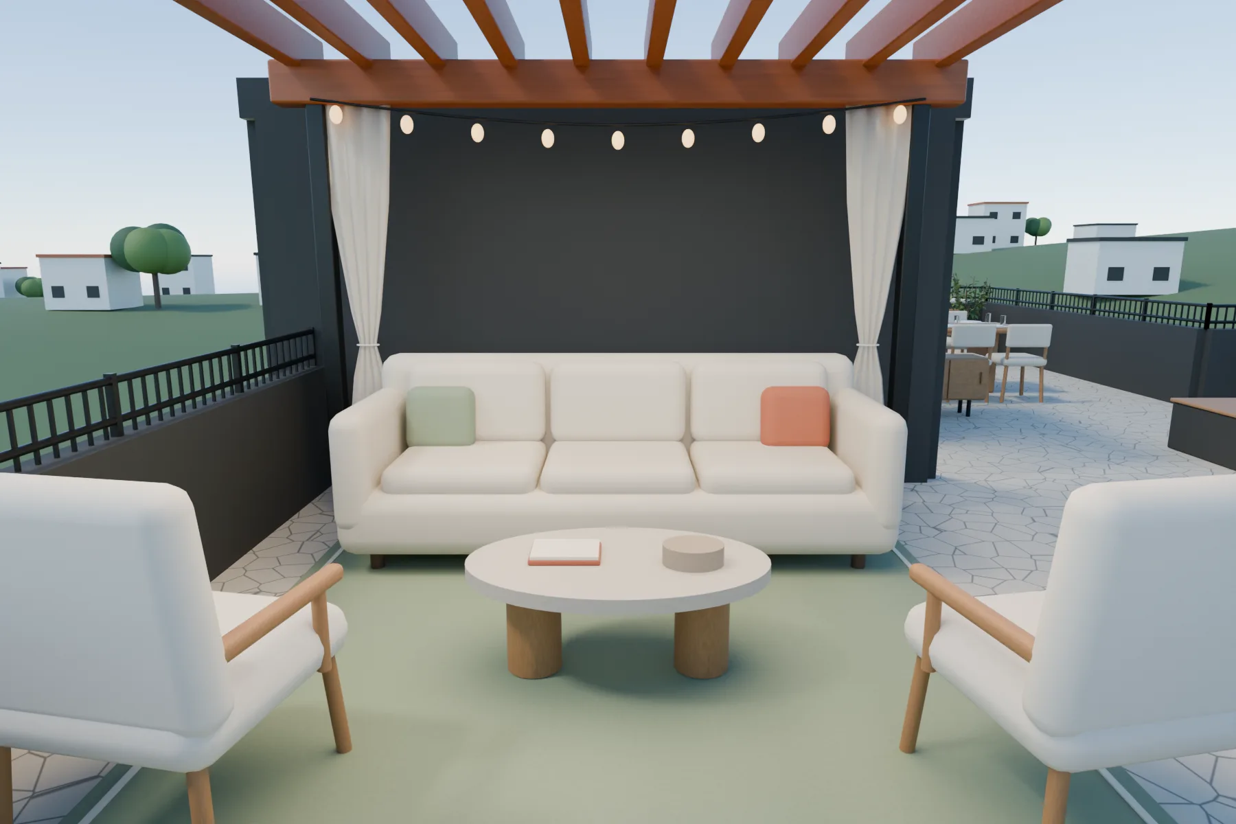 Casa Kaboya design rendering: Pergola / daytime family lounge.